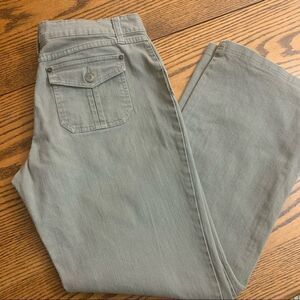 Gitano Drab Green Jeans Size 10 Military Stretch Button Pocket GUC